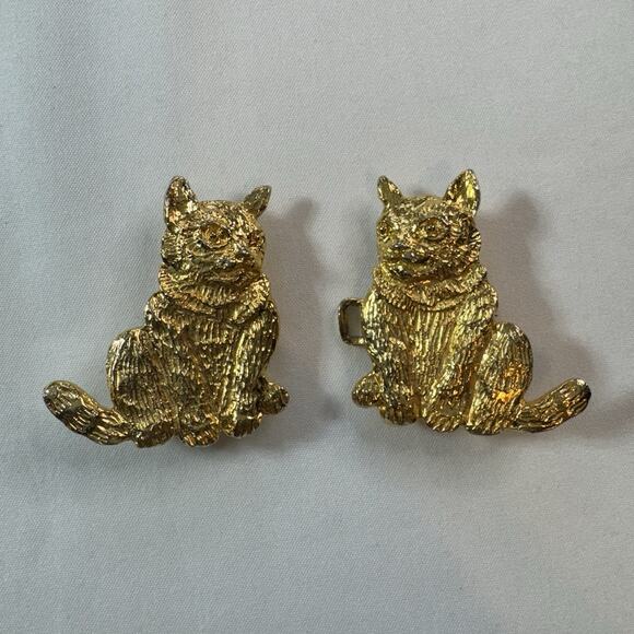 Mimi Di N Gold Tone Cat Belt Buckle Interlocking 1973 Stamped main image 3